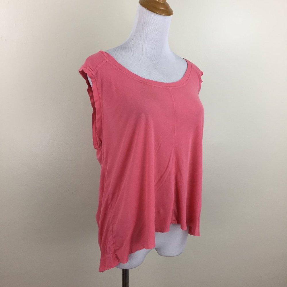 J BRAND Dark Peach/Coral High Low Unfinished Hem Sleeveless Tank Top